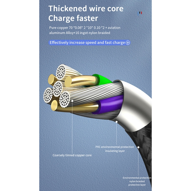 كابل بيانات شحن سريع 40 واط 5 أمبير USB إلى Micro USB + USB-C / Type-C + 8 دبابيس، طول الكابل: 1.2 متر، 1.2 متر