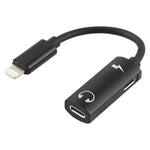 2 in 1 8 Pin Male to Dual 8 Pin Female Charging and Listening to Music Audio Earphone Adapter, Compatible with All IOS Systems