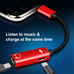 2 in 1 8 Pin Male to Dual 8 Pin Female Charging and Listening to Music Audio Earphone Adapter, Compatible with All IOS Systems