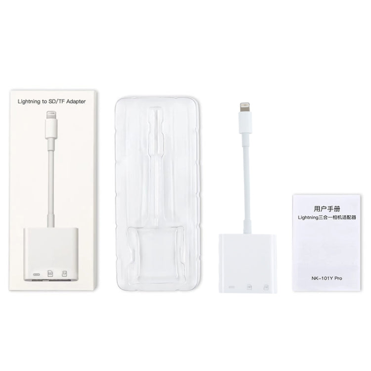 محول قارئ كاميرا NK-101Y Pro 3 في 1 من 8 دبابيس إلى 8 دبابيس + SD + TF