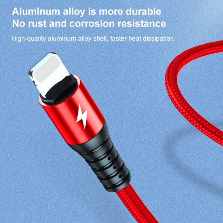K061 كابل شحن سريع 1.2 متر 5A 3 في 1 USB إلى 8 بن + USB-C / Type-C + Micro USB دائري