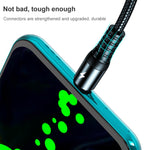 K061 كابل شحن سريع 1.2 متر 5A 3 في 1 USB إلى 8 بن + USB-C / Type-C + Micro USB دائري