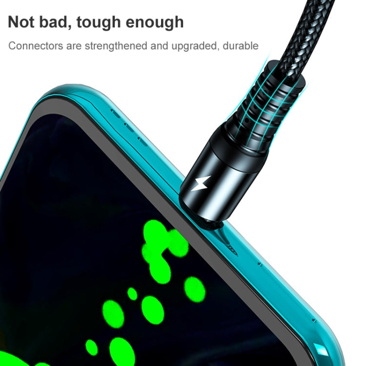 K061 كابل شحن سريع 1.2 متر 5A 3 في 1 USB إلى 8 بن + USB-C / Type-C + Micro USB دائري