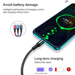 K061 كابل شحن سريع 1.2 متر 5A 3 في 1 USB إلى 8 بن + USB-C / Type-C + Micro USB دائري
