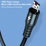 K061 كابل شحن سريع 1.2 متر 5A 3 في 1 USB إلى 8 بن + USB-C / Type-C + Micro USB دائري