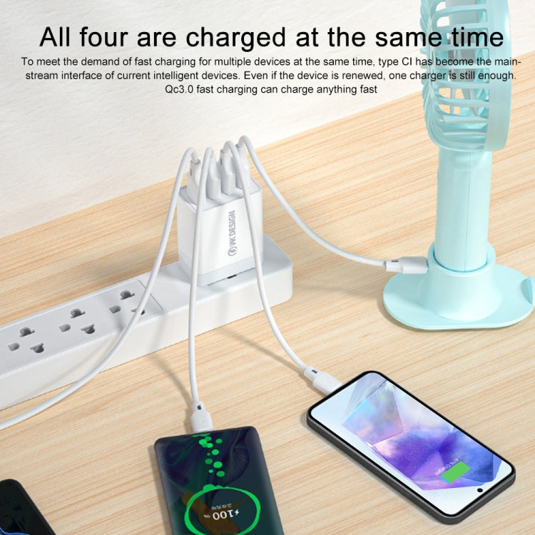 شاحن سفر سريع WK WP-U125 Youpin Series 18W QC3.0 مع 4 منافذ USB، قابس CN / قابس US، قابس CN / قابس US