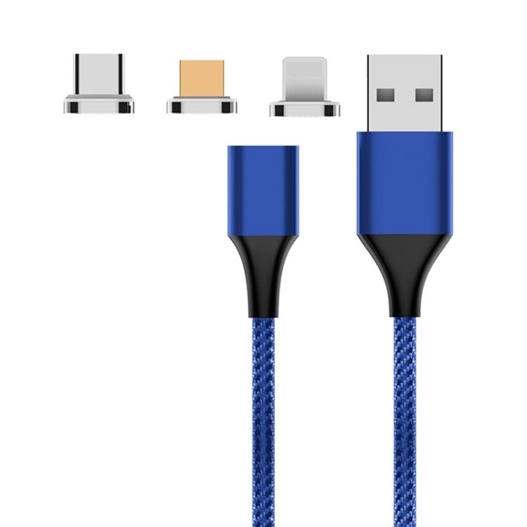 كابل بيانات مغناطيسي مضفر من النايلون M11 3 في 1 USB إلى 8 بن + Micro USB + USB-C / Type-C، طول الكابل: 1 متر، 3 أمبير