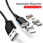 كابل بيانات مغناطيسي مضفر من النايلون M11 3 في 1 USB إلى 8 بن + Micro USB + USB-C / Type-C، طول الكابل: 1 متر، 3 أمبير