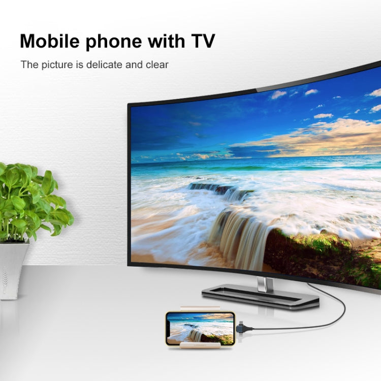 كابل P8J من الألمنيوم 3 في 1 من 8 دبابيس + مايكرو USB + USB-C / تايب-سي إلى HDTV، طول الكابل: 2 متر، 3 في 1 HDMI (ألمنيوم)