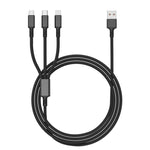 كابل شحن سريع مضفر 3A 3 في 1 USB إلى Type-C / 8 دبابيس / Micro USB، طول الكابل: 1.2 متر، قابس أبيض (أحمر)، قابس أبيض (أسود)، قابس أبيض (أزرق)