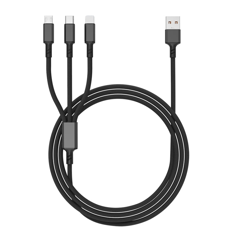 كابل شحن سريع مضفر 3A 3 في 1 USB إلى Type-C / 8 دبابيس / Micro USB، طول الكابل: 1.2 متر، قابس أبيض (أحمر)، قابس أبيض (أسود)، قابس أبيض (أزرق)