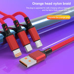 كابل شحن سريع مضفر 3A 3 في 1 USB إلى Type-C / 8 دبابيس / Micro USB، طول الكابل: 1.2 متر، قابس أبيض (أحمر)، قابس أبيض (أسود)، قابس أبيض (أزرق)