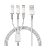 كابل شحن سريع 3A 3 في 1 USB إلى Type-C / 8 دبابيس / Micro USB، طول الكابل: 1.2 متر، أبيض