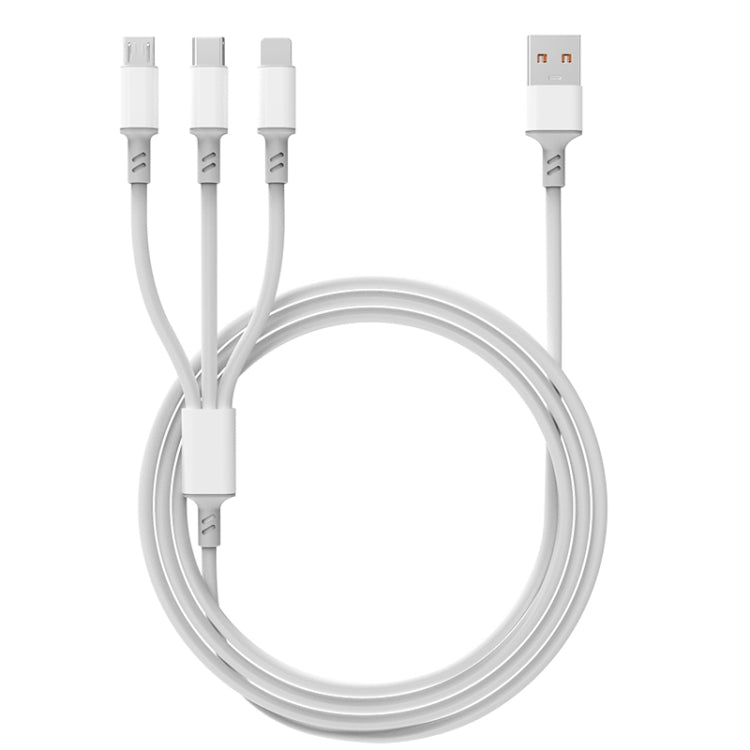 كابل شحن سريع 3A 3 في 1 USB إلى Type-C / 8 دبابيس / Micro USB، طول الكابل: 1.2 متر، أبيض