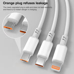 كابل شحن سريع 3A 3 في 1 USB إلى Type-C / 8 دبابيس / Micro USB، طول الكابل: 1.2 متر، أبيض