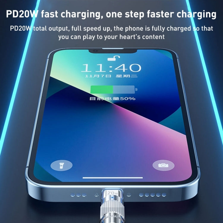 كابل بيانات شحن سريع WK WDC-187 سلسلة Qjie 20 واط USB-C/Type-C إلى 8 دبابيس، الطول: 1 متر