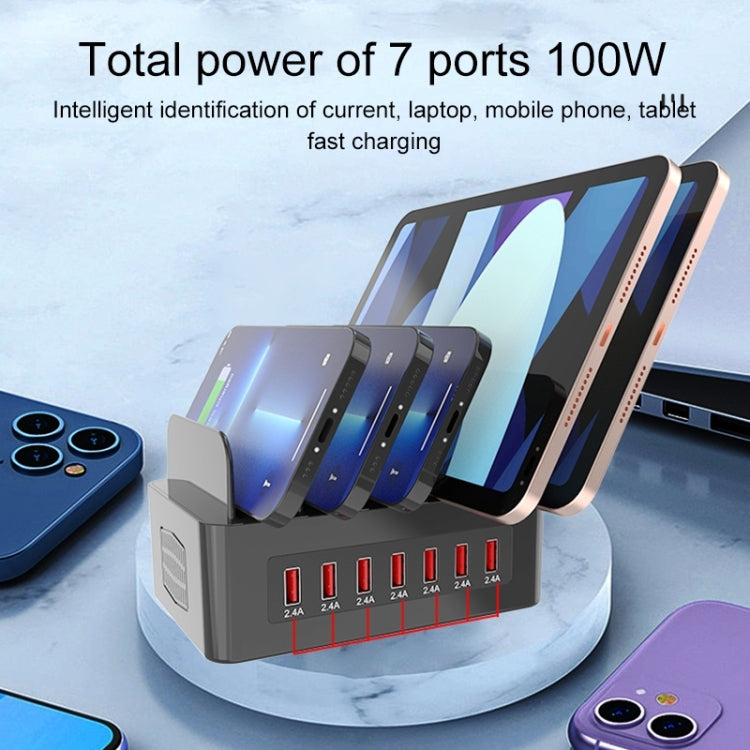 محطة شحن ذكية YFY-A54 بقدرة 100 واط مع 5 منافذ USB + Type-C وحامل للهاتف والتابلت، قابس أمريكي، YFY-A54