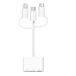 محول قارئ بطاقات 3 في 1 8 دبابيس وMicro USB وType-C إلى قارئ بطاقات TF وSD USB OTG