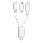 كابل بيانات شحن احترافي WK WDC-103 3A 3 في 1 8 دبابيس + Micro USB + Type-C / USB-C، الطول: 1.15 متر