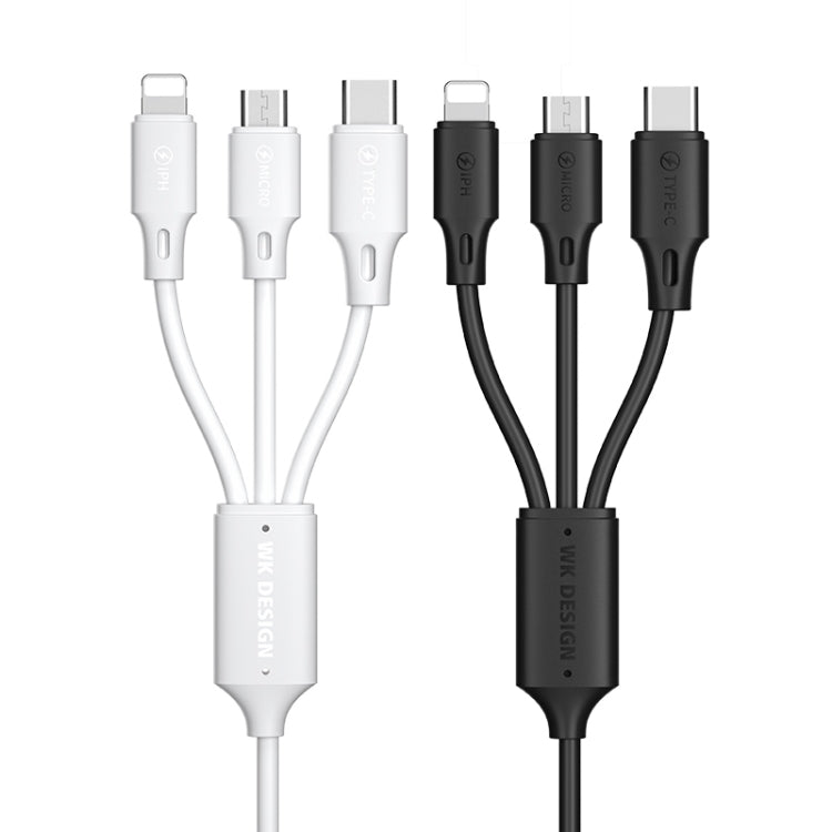 كابل بيانات شحن احترافي WK WDC-103 3A 3 في 1 8 دبابيس + Micro USB + Type-C / USB-C، الطول: 1.15 متر