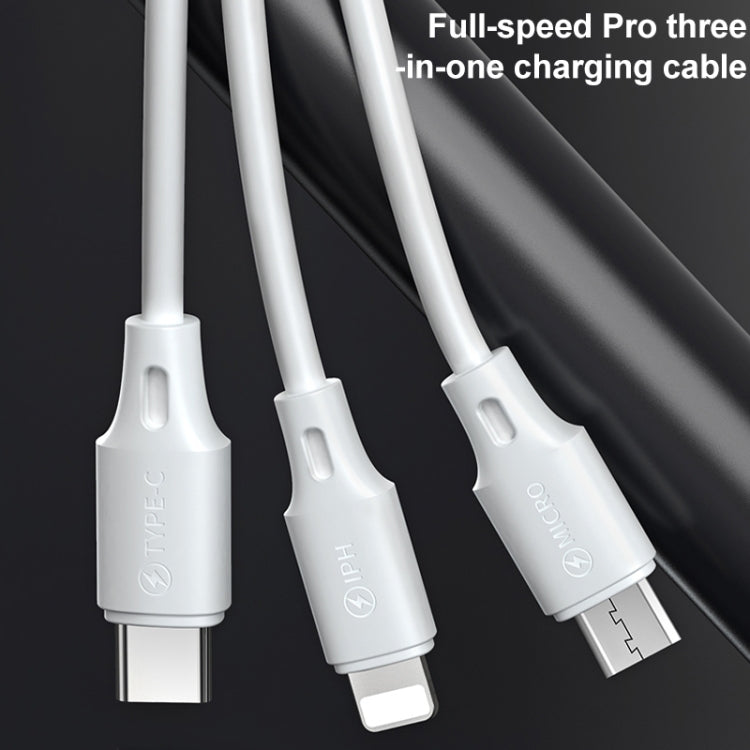 كابل بيانات شحن احترافي WK WDC-103 3A 3 في 1 8 دبابيس + Micro USB + Type-C / USB-C، الطول: 1.15 متر