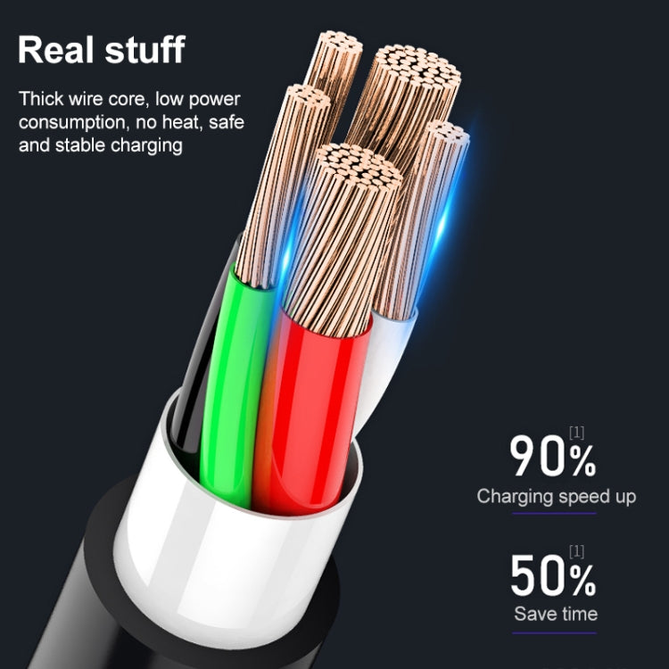 كابل بيانات شحن احترافي WK WDC-103 3A 3 في 1 8 دبابيس + Micro USB + Type-C / USB-C، الطول: 1.15 متر