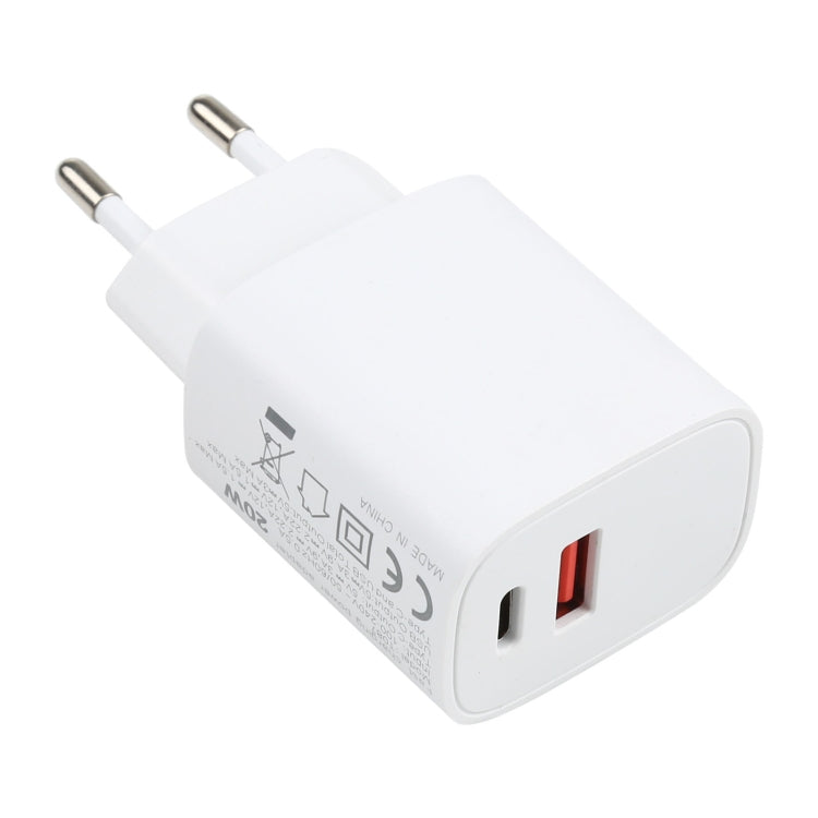 T087 20 واط USB-C / Type-C + منافذ USB شاحن سفر سريع، قابس EU، قابس EU
