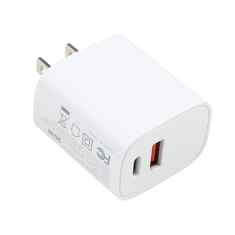U087 20 واط USB-C / Type-C + منافذ USB شاحن سفر سريع، قابس US، قابس US