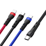 كابل شحن بيانات 100 واط 6A Type-C إلى 8 دبابيس + Type-C + Micro USB، الطول: 1.3 متر