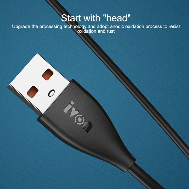 كابل بيانات شحن سريع IVON CA87 USB إلى 8 دبابيس TPE، طول الكابل: 1 متر، 8 دبابيس