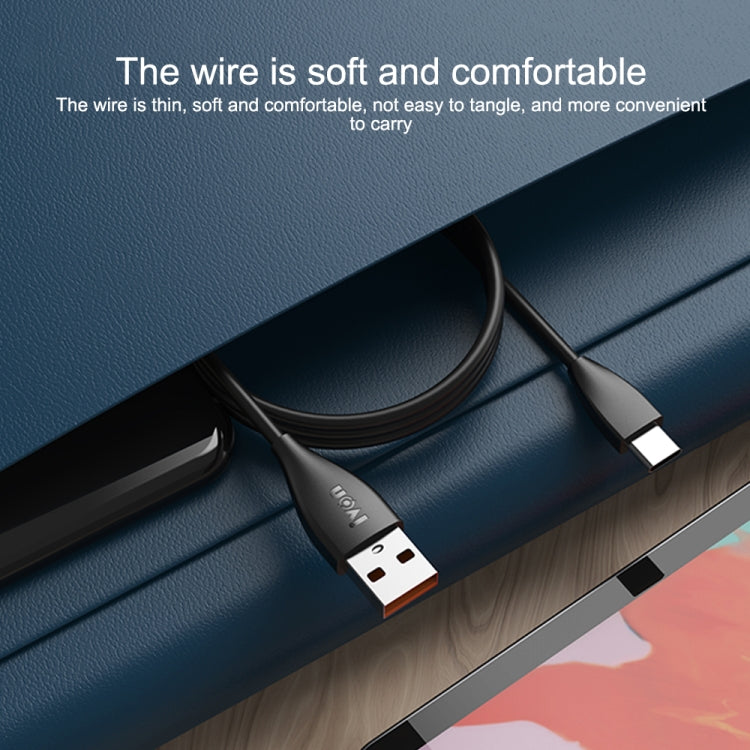 كابل بيانات شحن سريع IVON CA87 USB إلى 8 دبابيس TPE، طول الكابل: 1 متر، 8 دبابيس