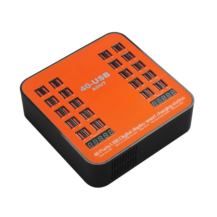 محطة شحن ذكية USB بقدرة 200 واط مع 40 منفذ وشاشة رقمية WLX-840، AC100-240V، قابس أسترالي (أسود+برتقالي)، قابس أسترالي