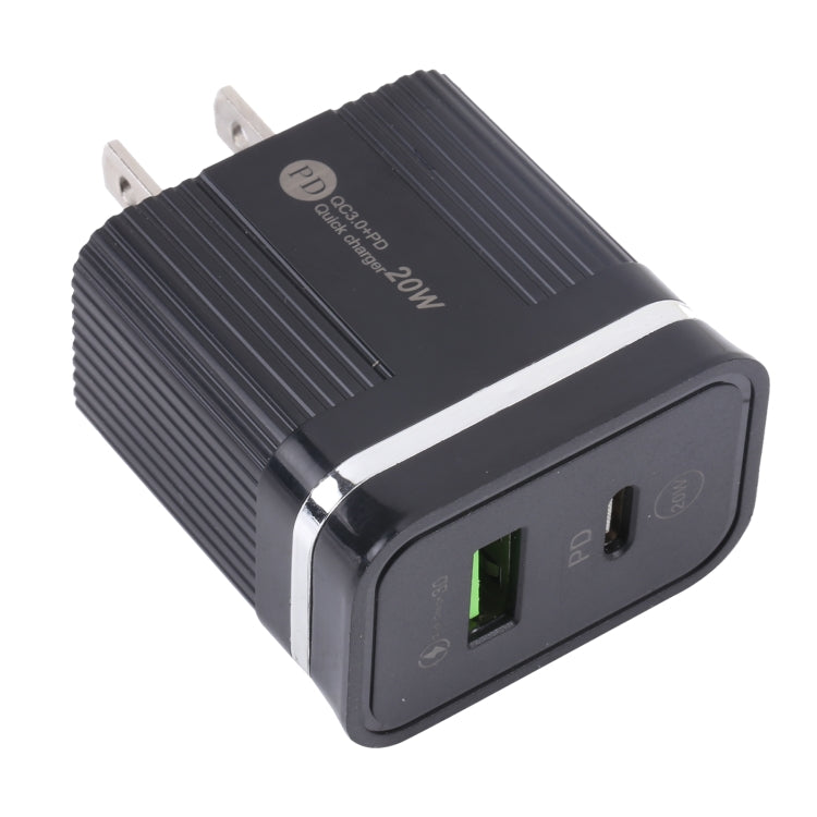 شاحن سريع متعدد الوظائف USB بقوة 20 واط PD + QC3.0، قابس أمريكي