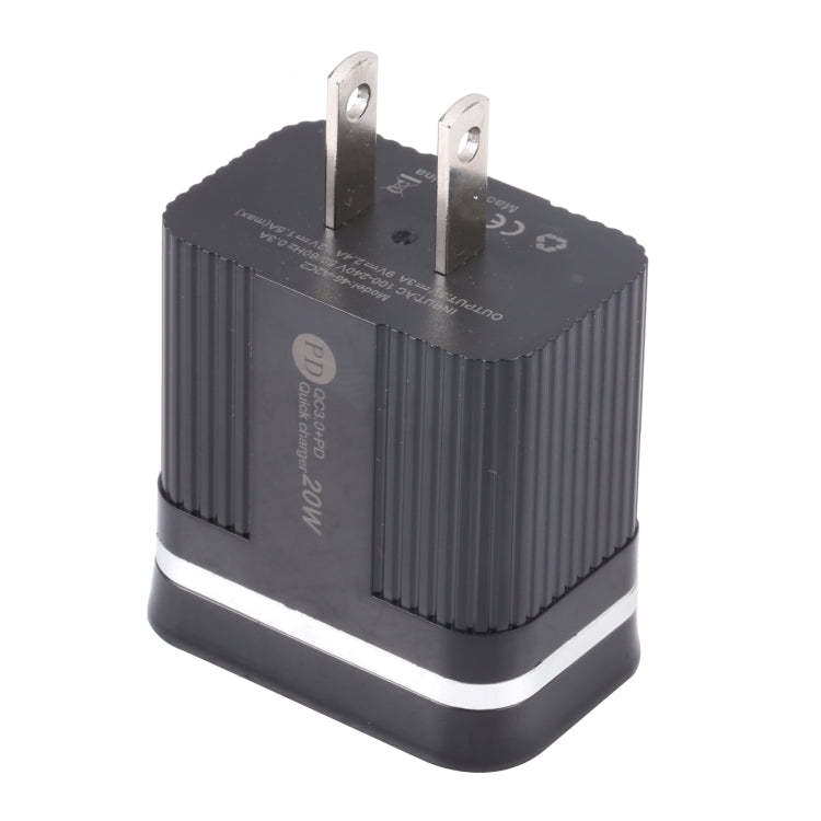 شاحن سريع متعدد الوظائف USB بقوة 20 واط PD + QC3.0، قابس أمريكي