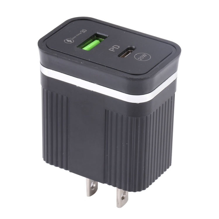 شاحن سريع متعدد الوظائف USB بقوة 20 واط PD + QC3.0، قابس أمريكي