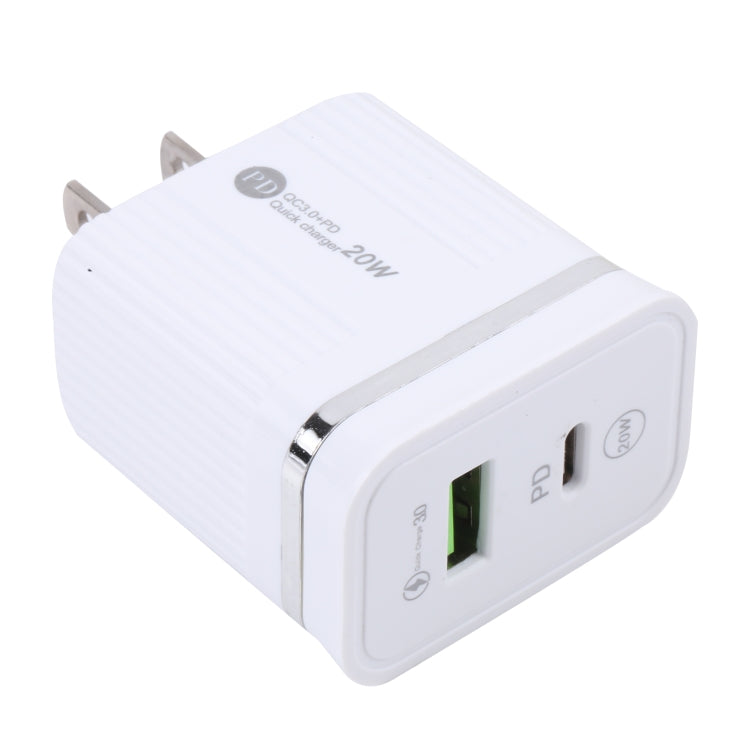 شاحن سريع متعدد الوظائف USB بقوة 20 واط PD + QC3.0، قابس أمريكي