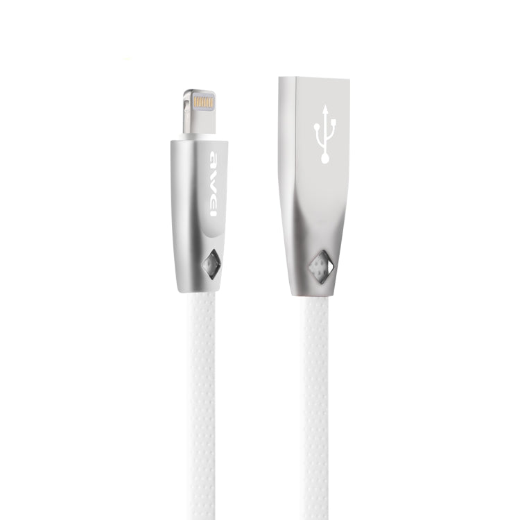 AWEI CL-95 كابل بيانات شحن سريع محمول TPE + سبائك الألمنيوم USB إلى 8 بن، 2A، الطول: 1 متر