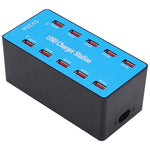 محطة شحن ذكية USB بقدرة 100 واط مع 10 منافذ A5B مع ضوء مؤشر، قابس أمريكي، 100 واط