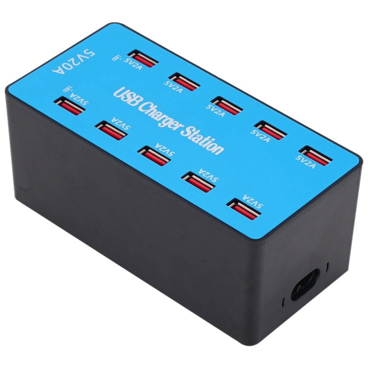محطة شحن ذكية USB بقدرة 100 واط مع 10 منافذ A5B مع ضوء مؤشر، قابس أمريكي، 100 واط