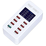 محطة شحن ذكية A8 بقدرة 50 واط مع 8 منافذ USB + QC3.0 مع شاشة رقمية AC100-240V، قابس بريطاني، A8 قابس بريطاني