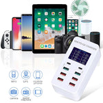 محطة شحن ذكية A8T بقدرة 60 واط مع 8 منافذ USB + QC3.0 + PD Type-C مع شاشة رقمية AC100-240V، قابس أسترالي، A8T قابس أسترالي