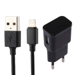 For iPhone 5V 2.1A Intellgent Identification USB Charger with 1m USB to 8 Pin Charging Cable, EU Plug