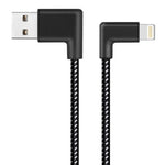 كابل شحن ومزامنة بيانات USB بطول 1 متر بقوة 2 أمبير مع جديلة نايلون وزاويتين مزدوجتين، 1 متر 8 دبابيس 2 أمبير
