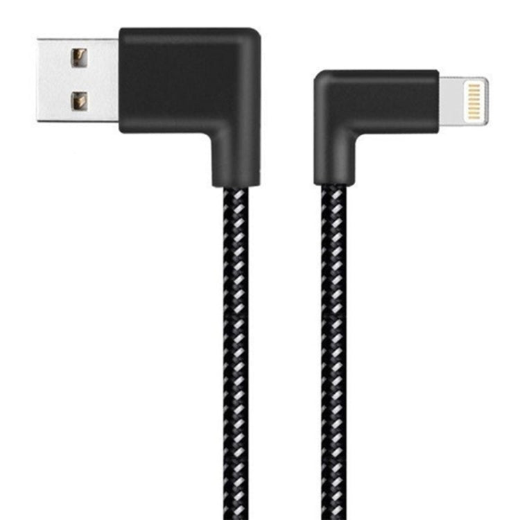 كابل شحن ومزامنة بيانات USB بطول 1 متر بقوة 2 أمبير مع جديلة نايلون وزاويتين مزدوجتين، 1 متر 8 دبابيس 2 أمبير