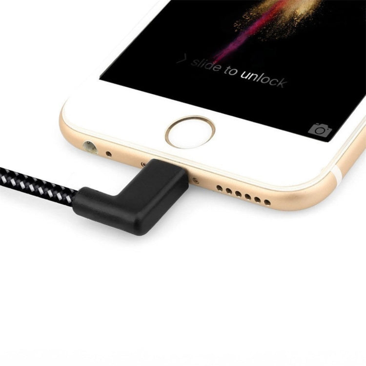 كابل شحن ومزامنة بيانات USB بطول 1 متر بقوة 2 أمبير مع جديلة نايلون وزاويتين مزدوجتين، 1 متر 8 دبابيس 2 أمبير