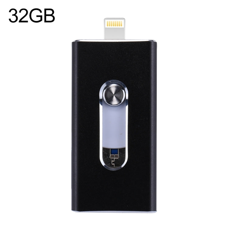 RQW-02 فلاش درايف 3 في 1 USB 2.0 و 8 بن وميكرو USB بسعة 32 جيجابايت، RQW-02 أسود