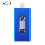 RQW-02 فلاش درايف 3 في 1 USB 2.0 و 8 بن وMicro USB بسعة 32 جيجابايت، RQW-02 أزرق