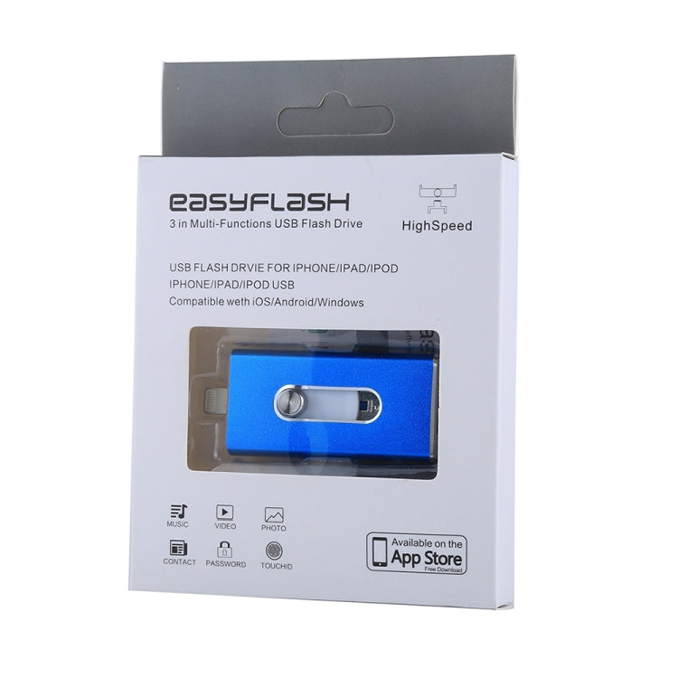 RQW-02 فلاش درايف 3 في 1 USB 2.0 و 8 بن وMicro USB بسعة 32 جيجابايت، RQW-02 أزرق