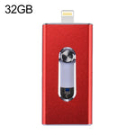 محرك فلاش USB 2.0 و8 Pin وMicro USB 3 في 1 بسعة 32GB، RQW-02 أحمر
