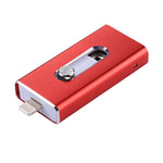 محرك فلاش USB 2.0 و8 Pin وMicro USB 3 في 1 بسعة 32GB، RQW-02 أحمر